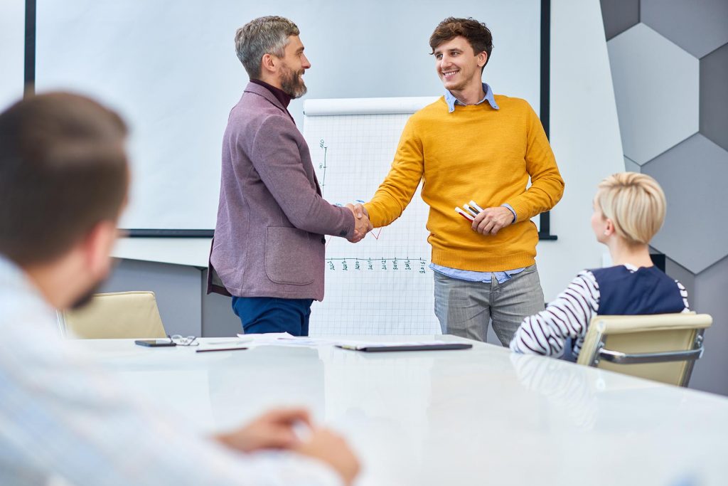 Team discussing business development